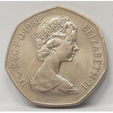 GREAT BRITAIN UK 1981 . FIFTY 50 PENCE COIN